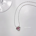 Purple heart pendant gold plated necklace