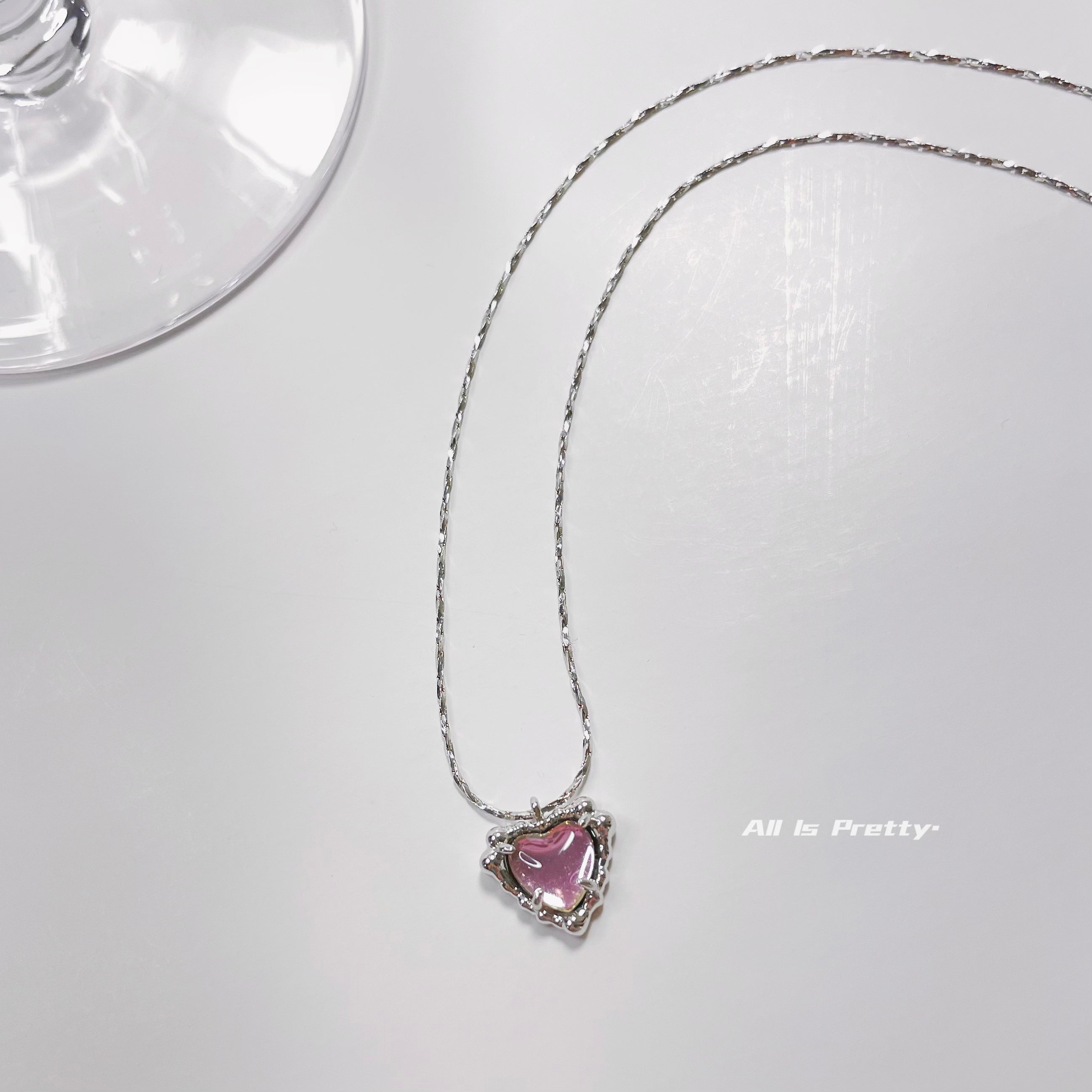 Purple heart pendant gold plated necklace