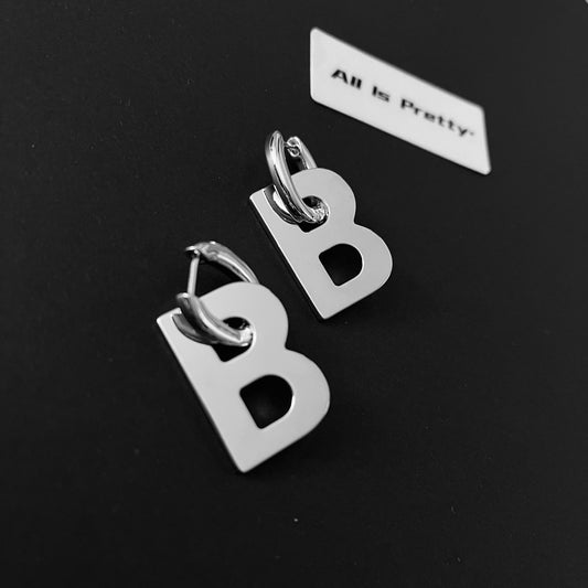 “B” earrings