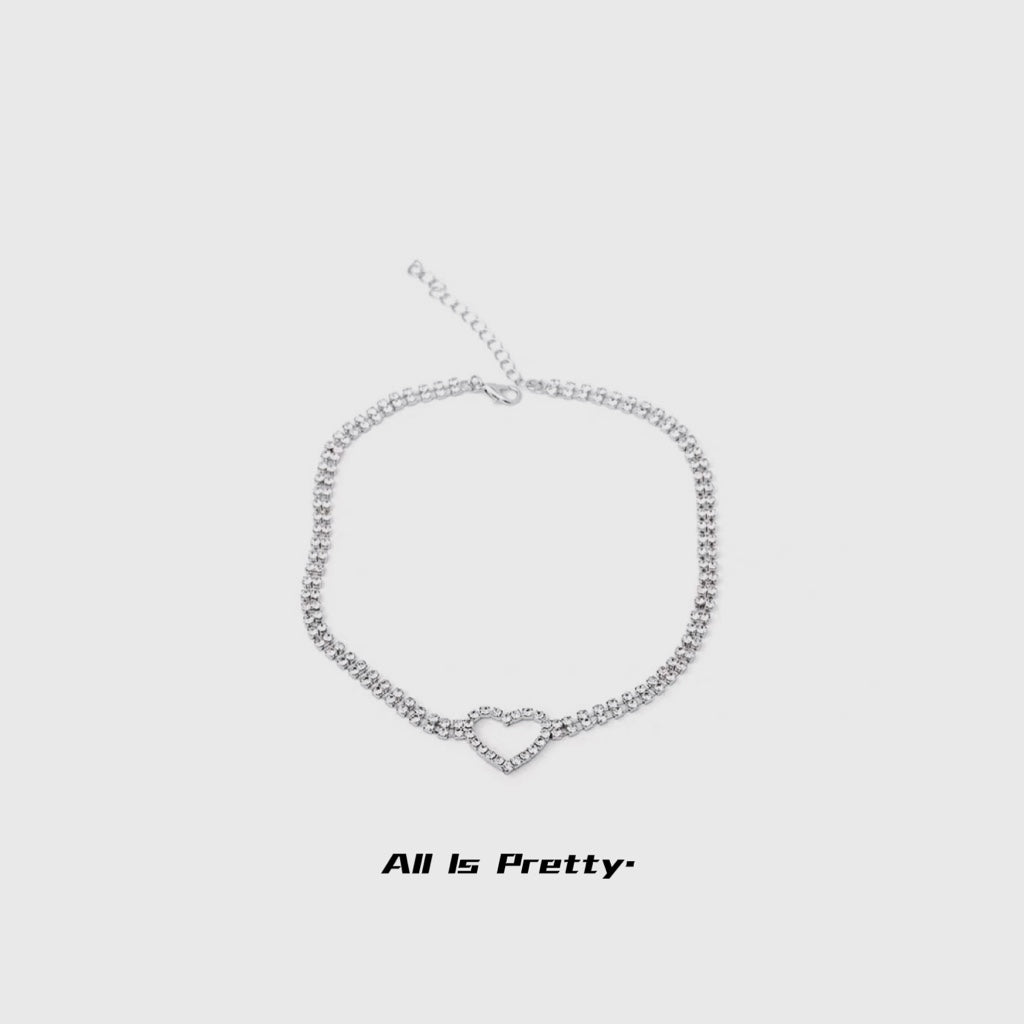 Sparkle heart choker necklace