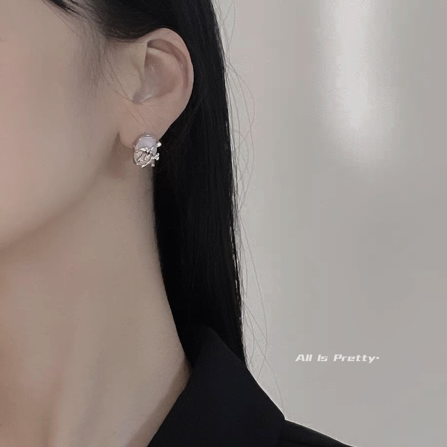 Lava pink studded earrings
