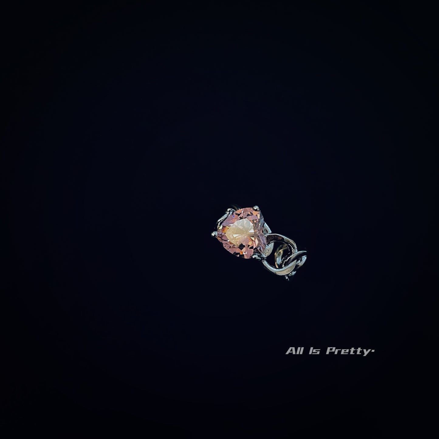Pink heart crystal chain ring