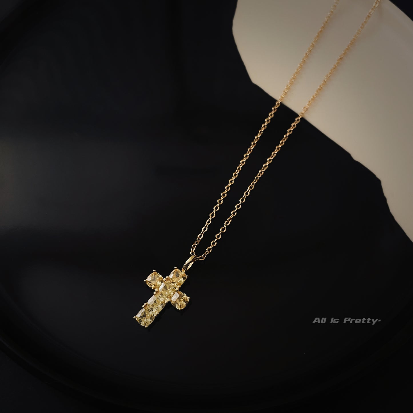 Citrine cross pendant necklace
