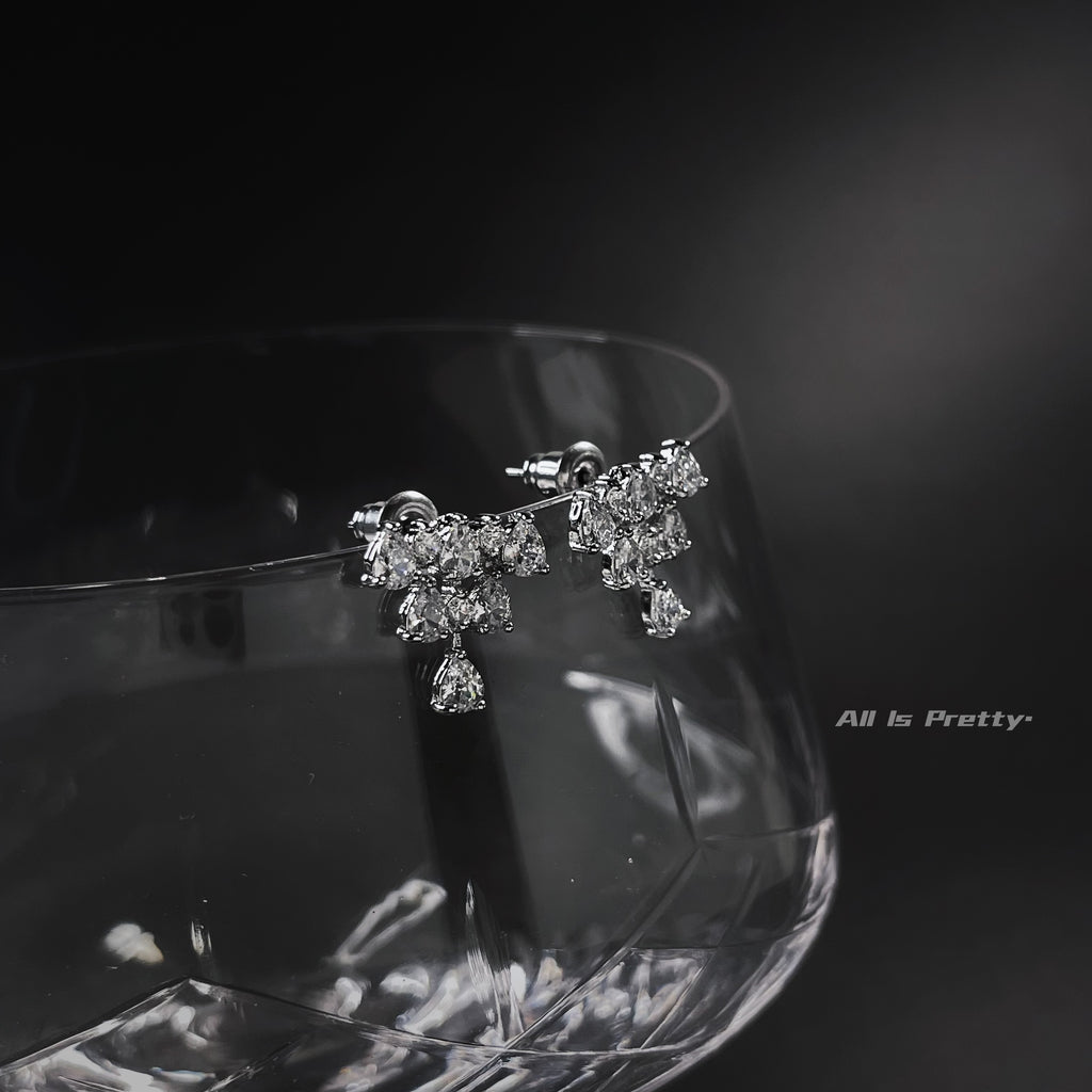 Crystal gold plated studded earrings