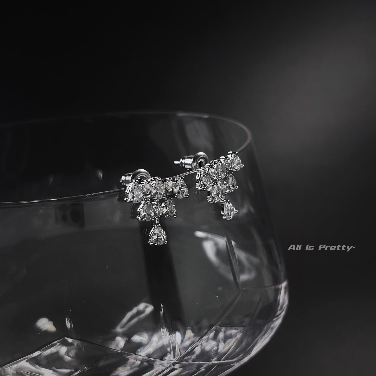 Crystal gold plated studded earrings