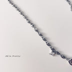 Bold Heart & Stone Link Chain Necklace
