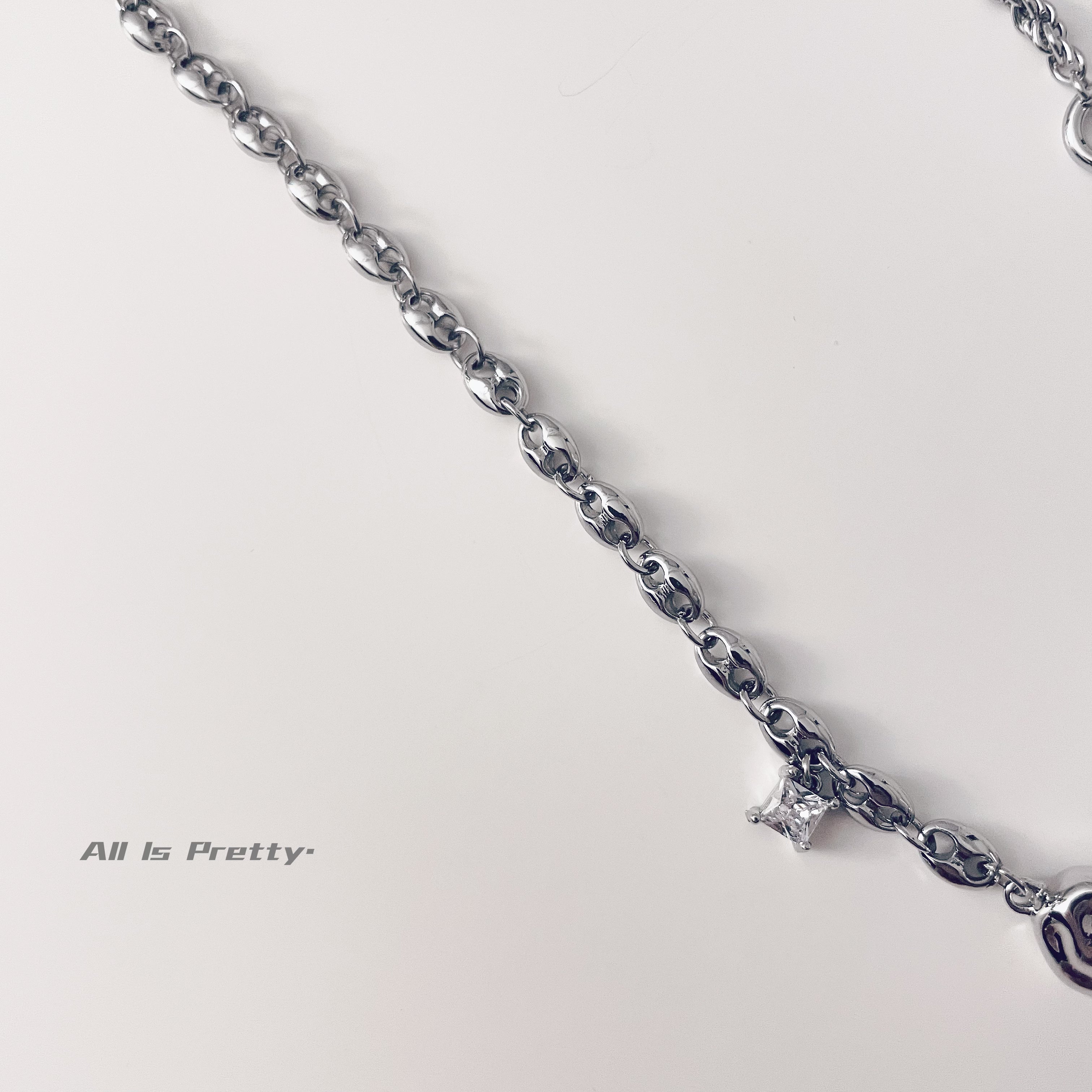 Bold Heart & Stone Link Chain Necklace