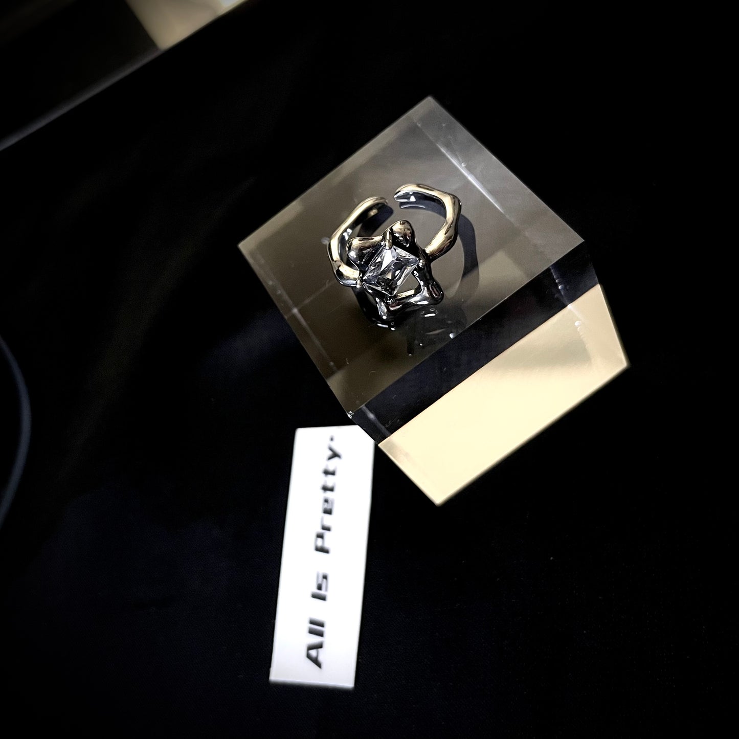 Crystal gold plated ring