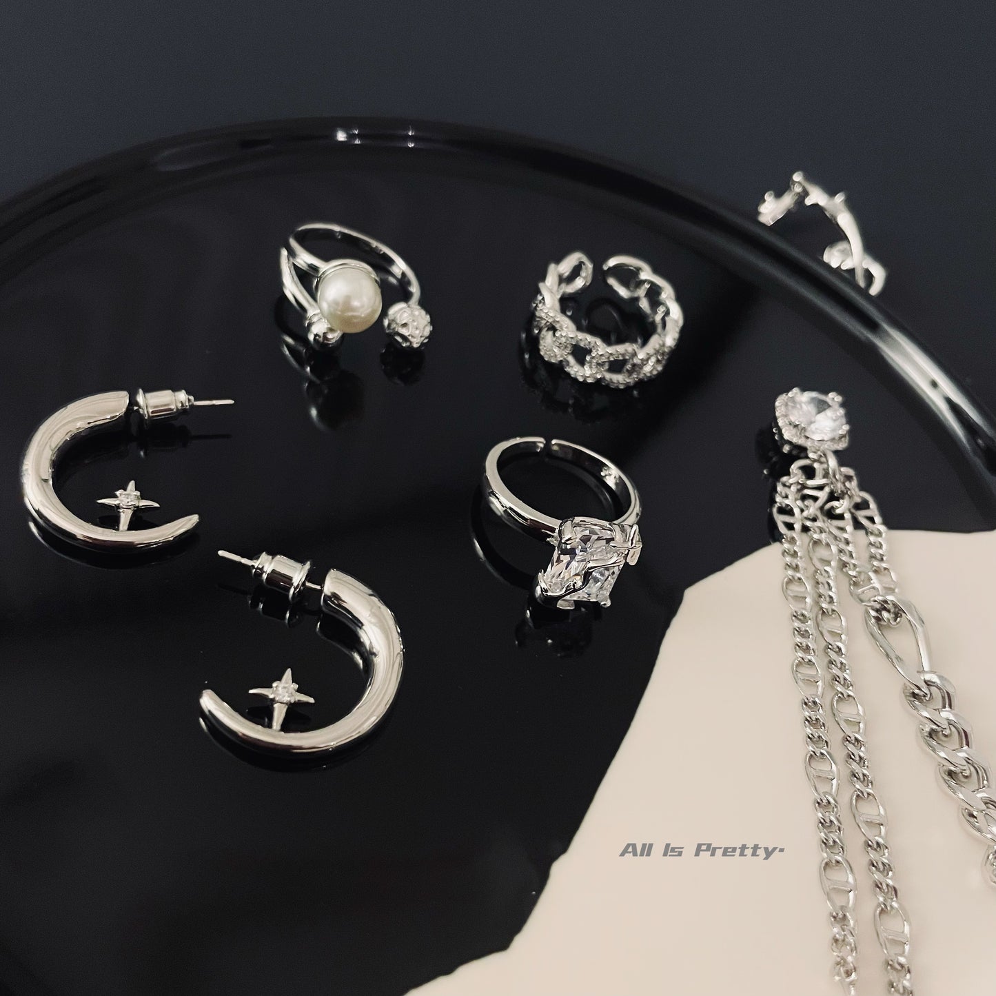Moon star hoop earrings