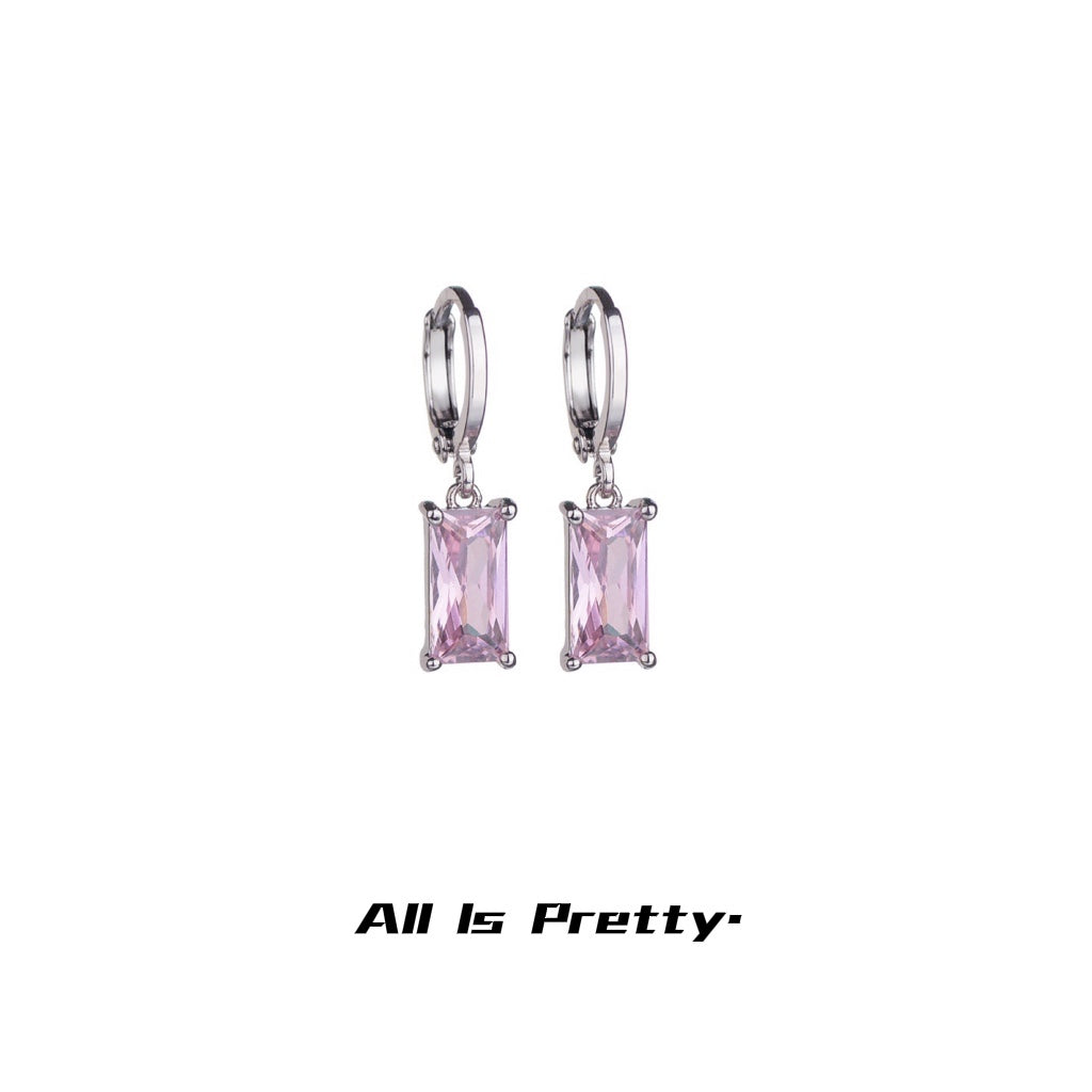 Color gem drop earrings