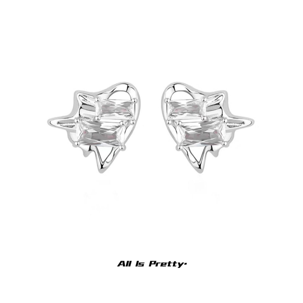 Heart crystal clip-on earrings