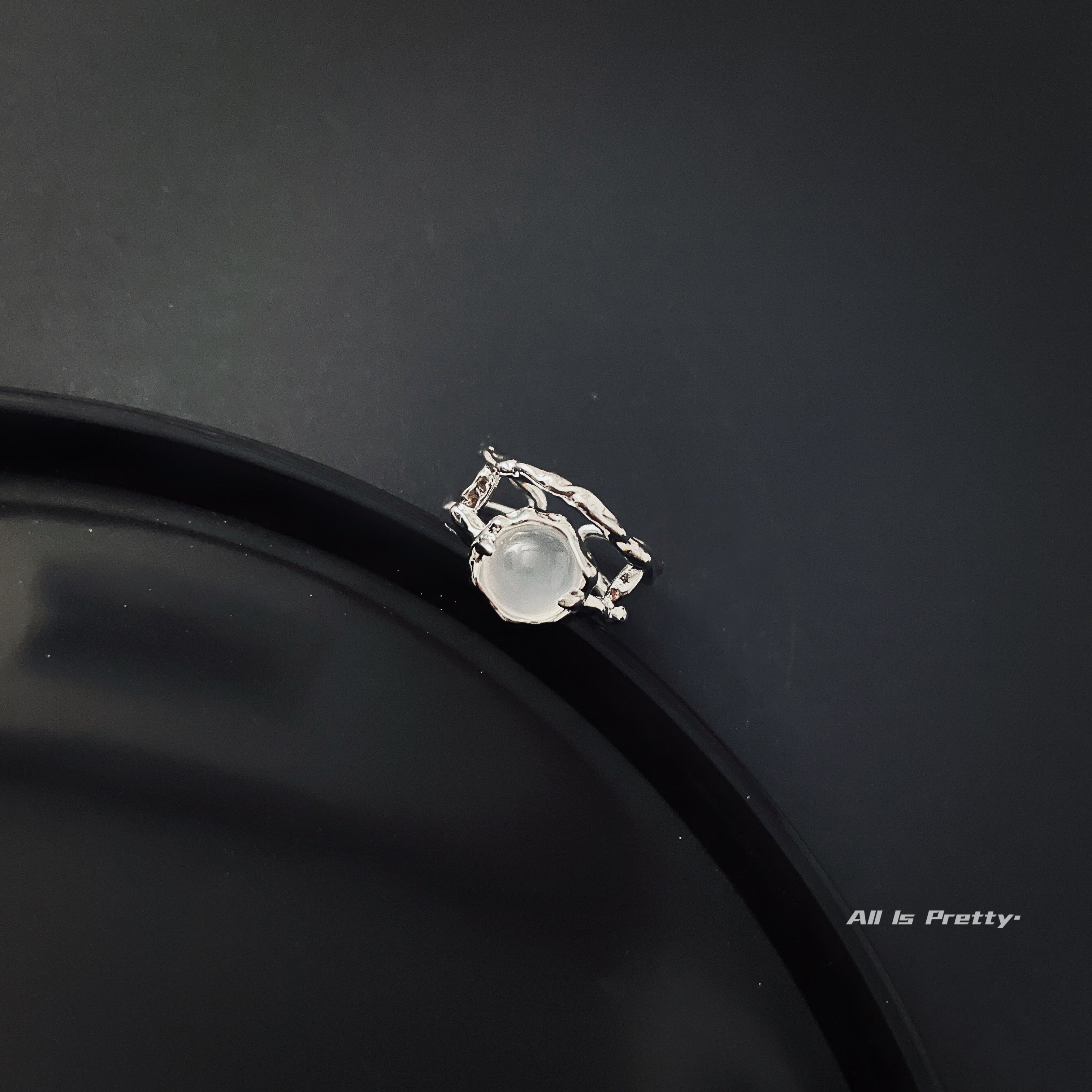 Layered moonstone open ring