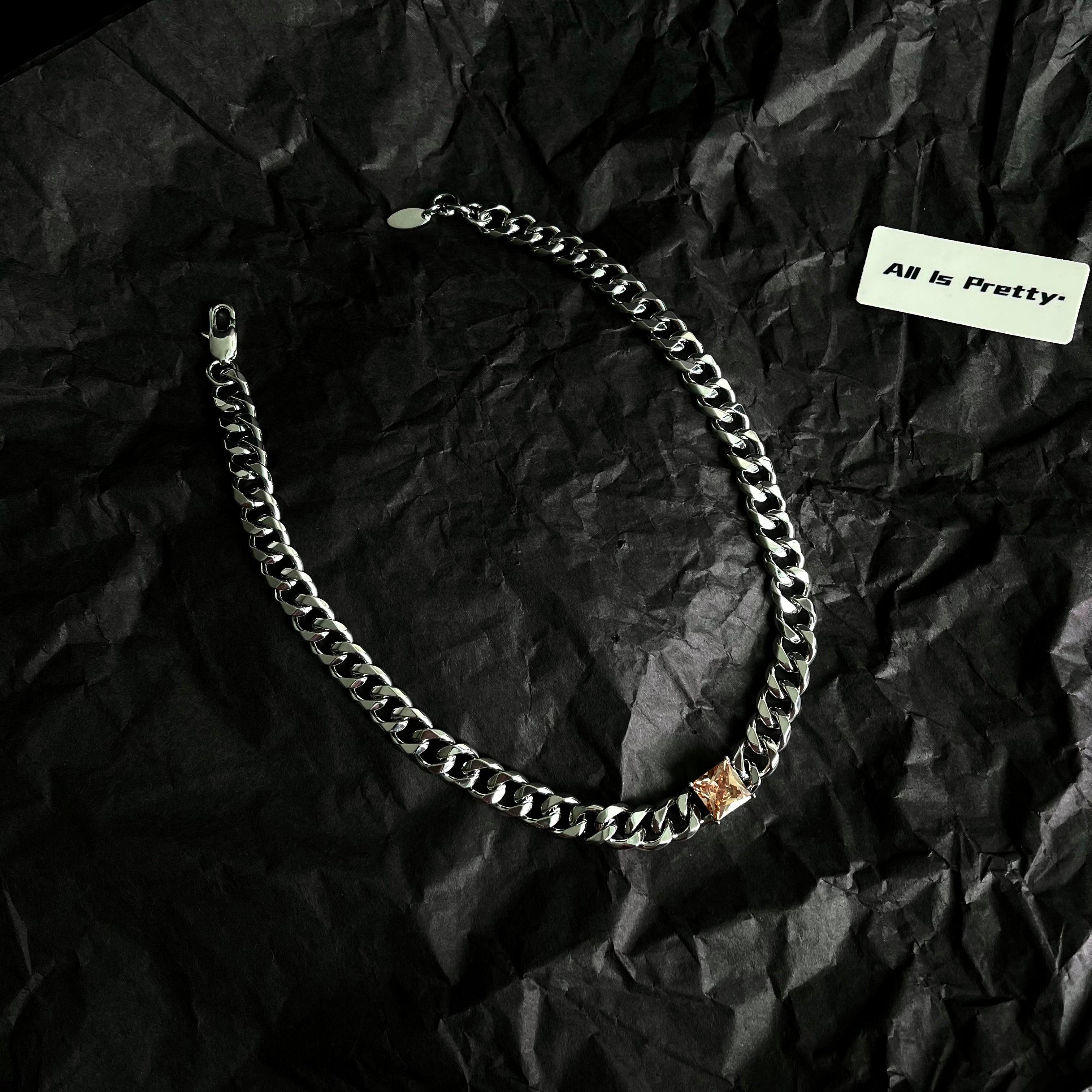 Designer Yellow Diamond Curb Chain Necklace