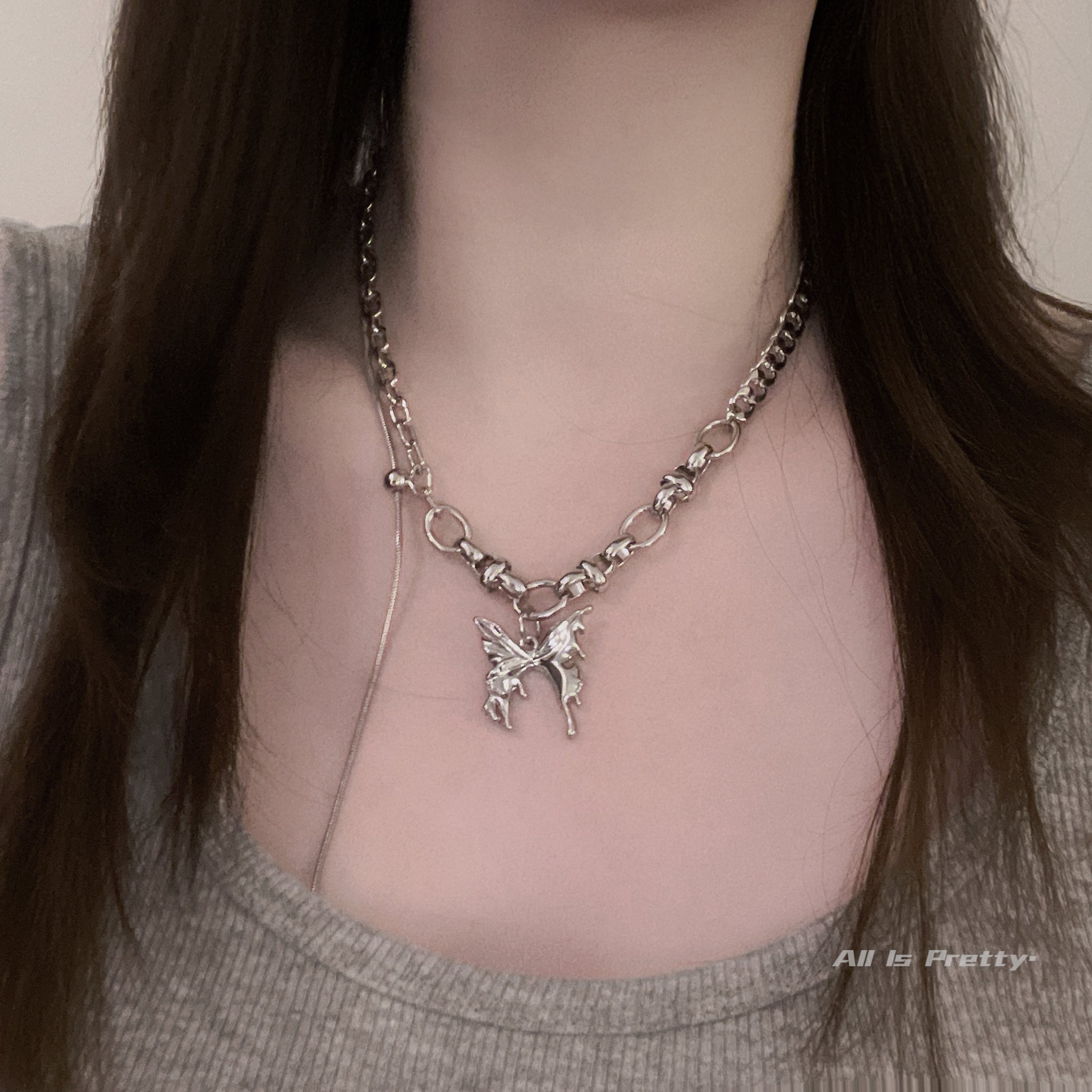 Butterfly Chunky Chain Necklace