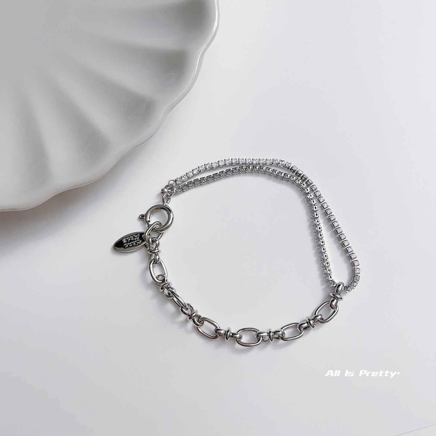 Layered crystal chain bracelet