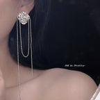 Unbalanced textured rose earrings