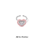 woolen wrapped heart crystal openr ring