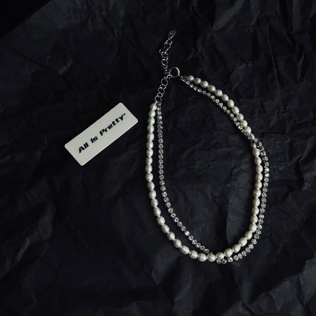 Double layered fresh water pearls necklace