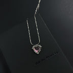 Purple heart pendant gold plated necklace