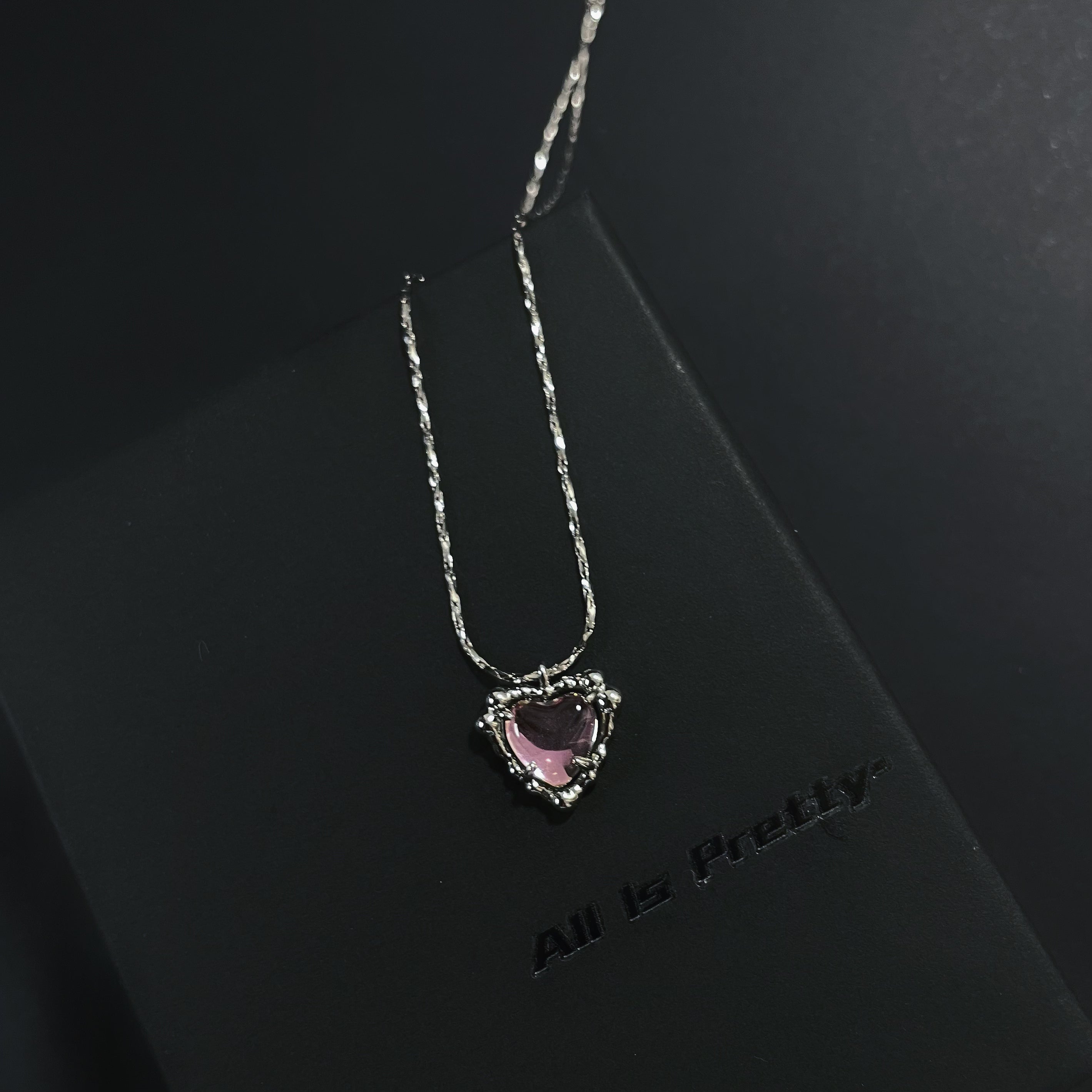 Purple heart pendant gold plated necklace