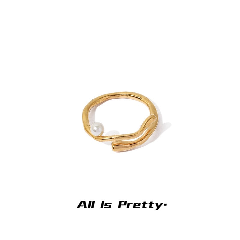 Wrapped pearl silver ring