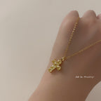 Citrine cross pendant necklace