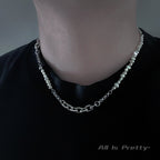 Unisex link chain pearl necklace