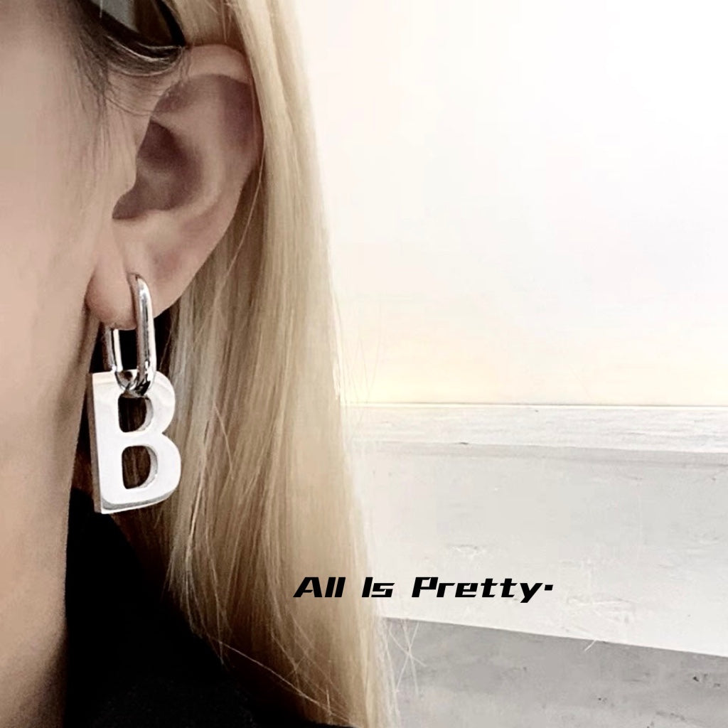 “B” earrings