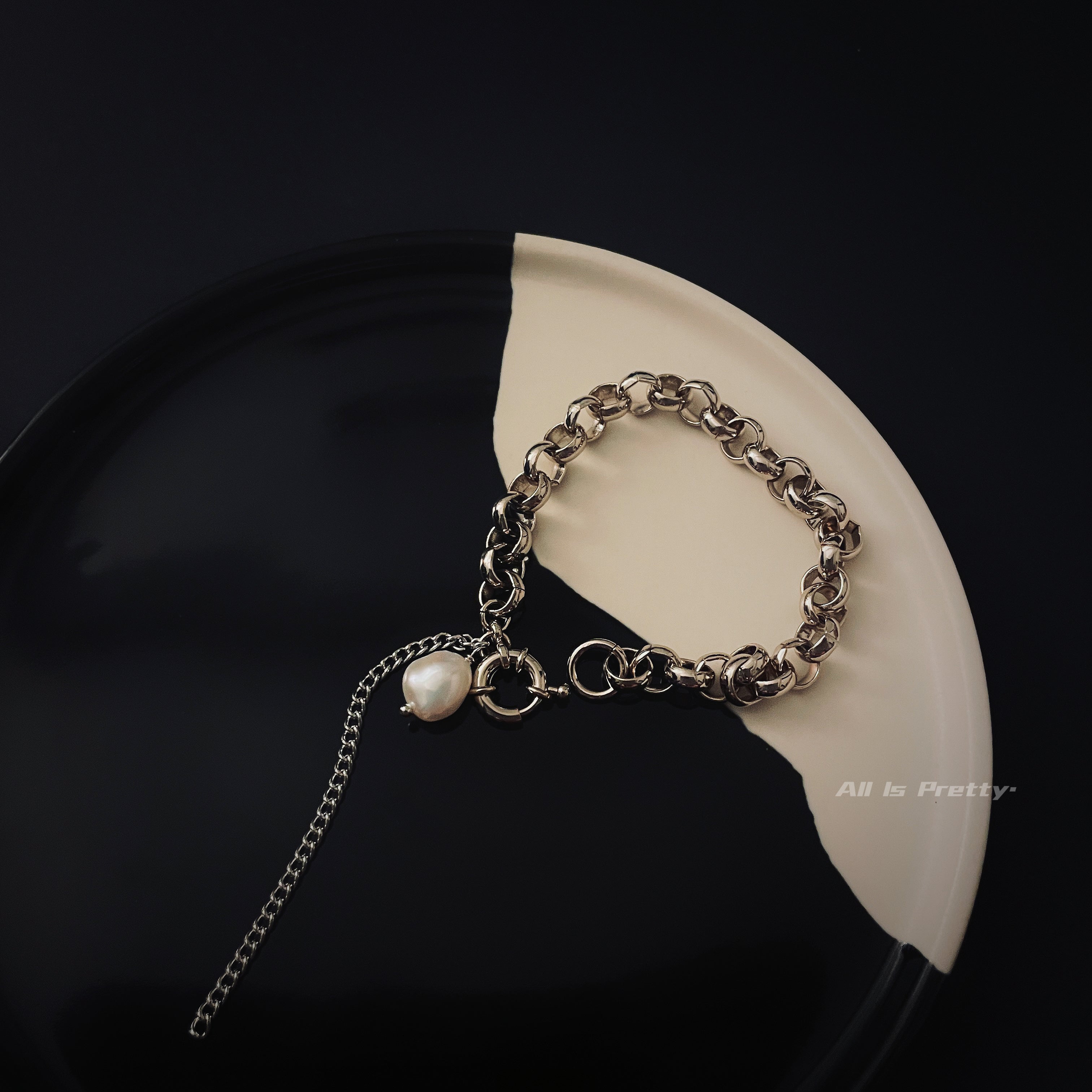 Pearl pendant gold-plated bracelet