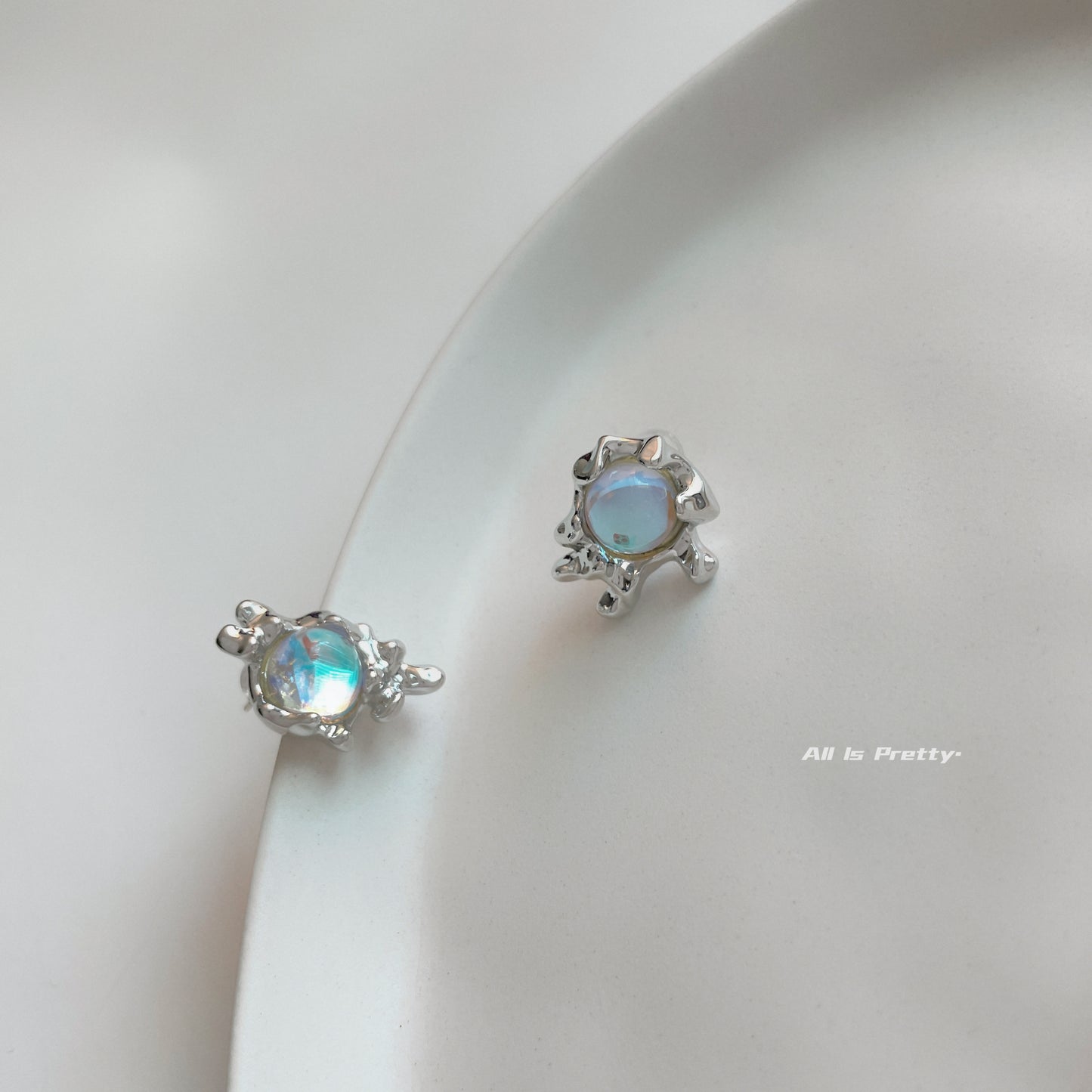 Moonstone lava studded earrings