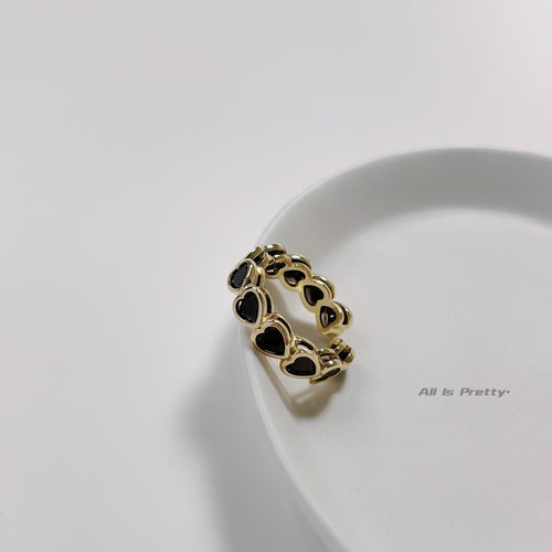 Black onyx love ring