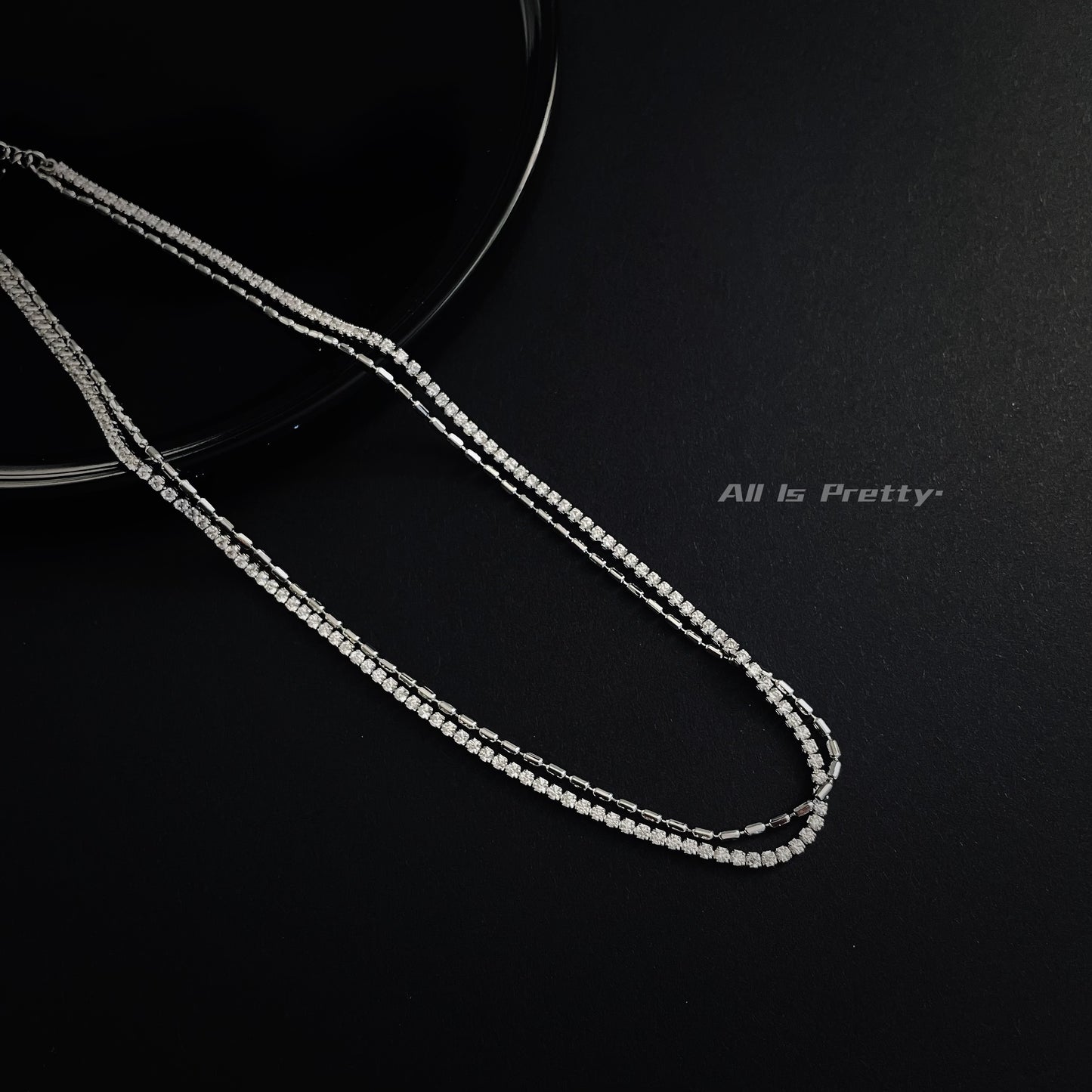 Zirconia & Gold Dual-Layer Necklace