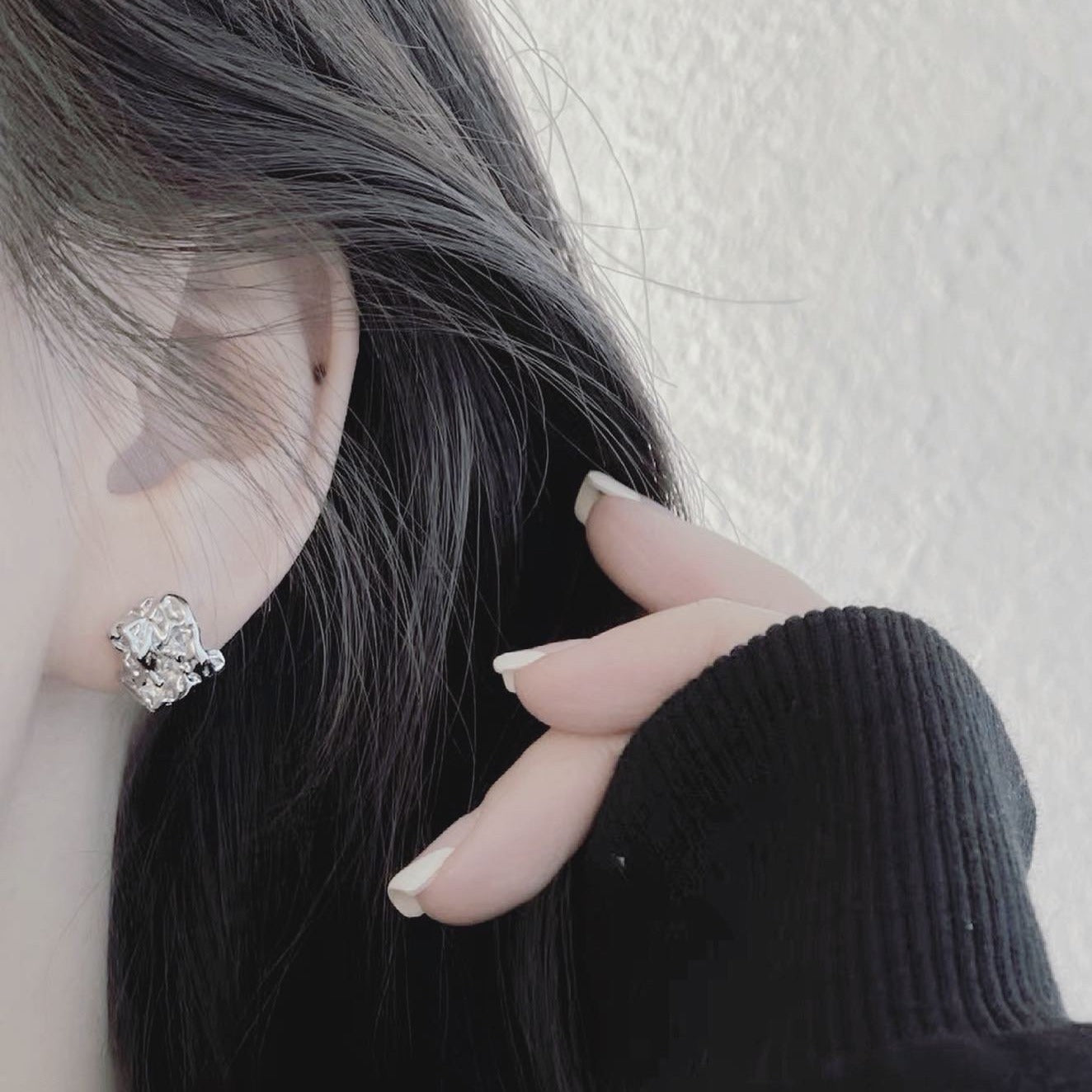 Textured silver stud earrings