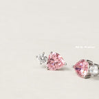 Pink heart crystal earrings