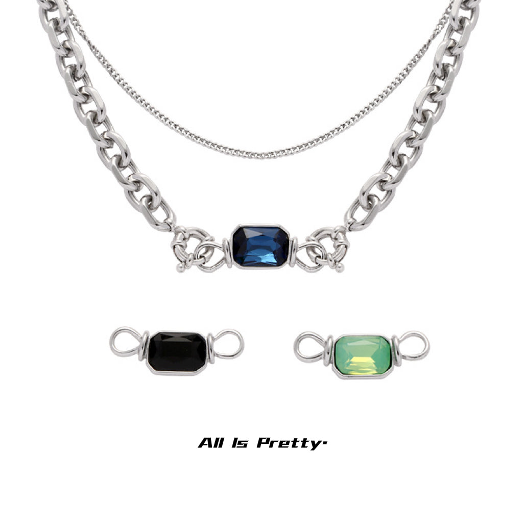 Gold-Plated Necklace with Removable Colorful Zirconia Pendants