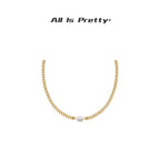 Minimalism pearl chain choker necklace