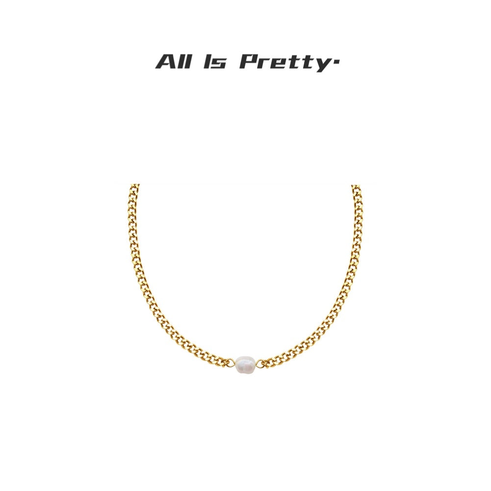 Minimalism pearl chain choker necklace