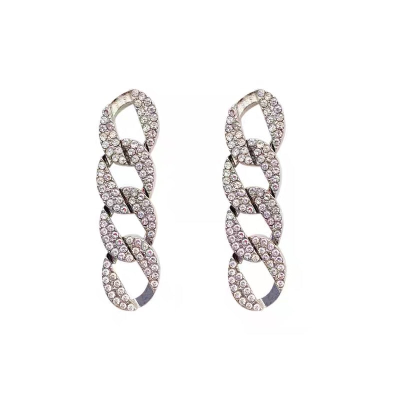 Crystal linked chain earring
