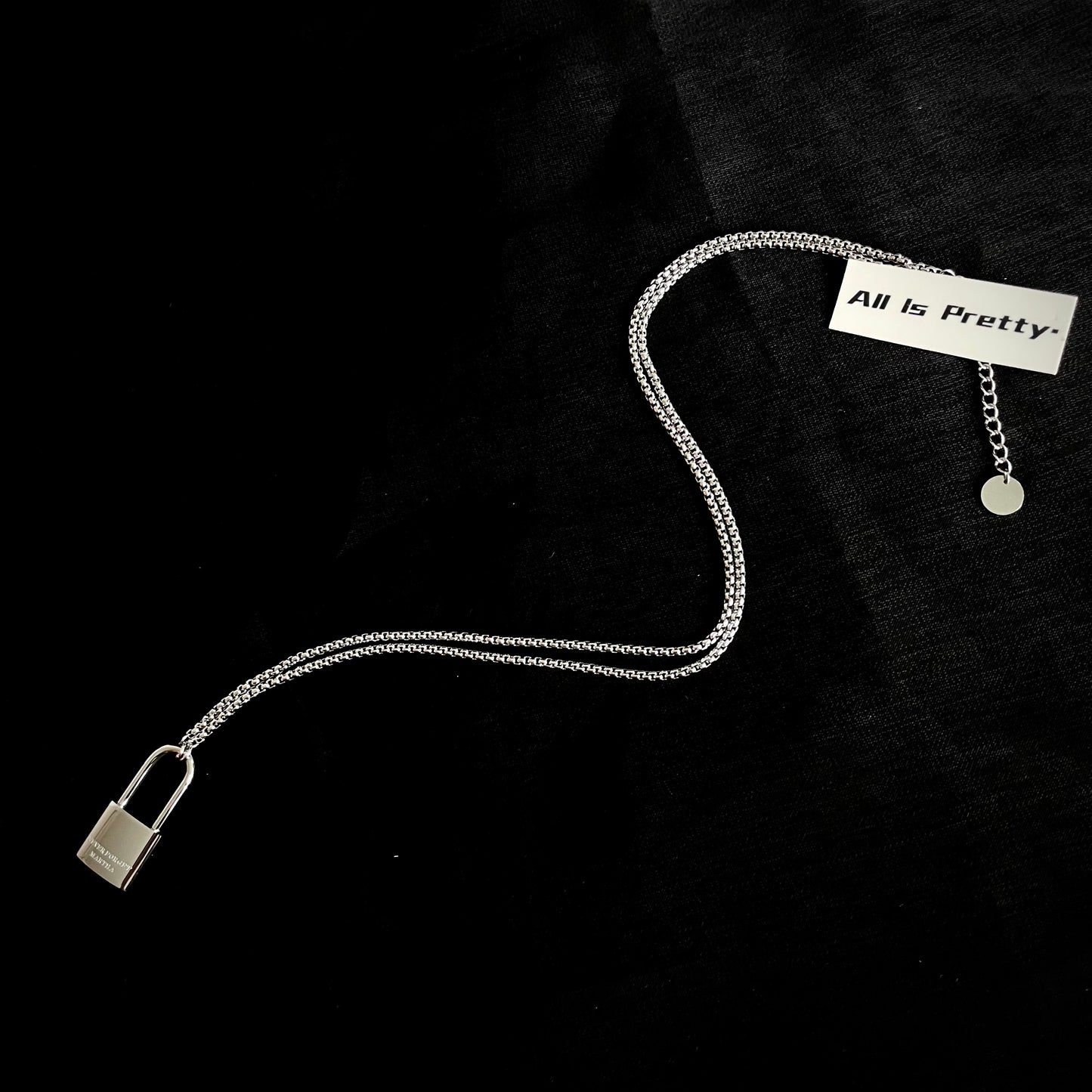 Minimalist lock long necklace
