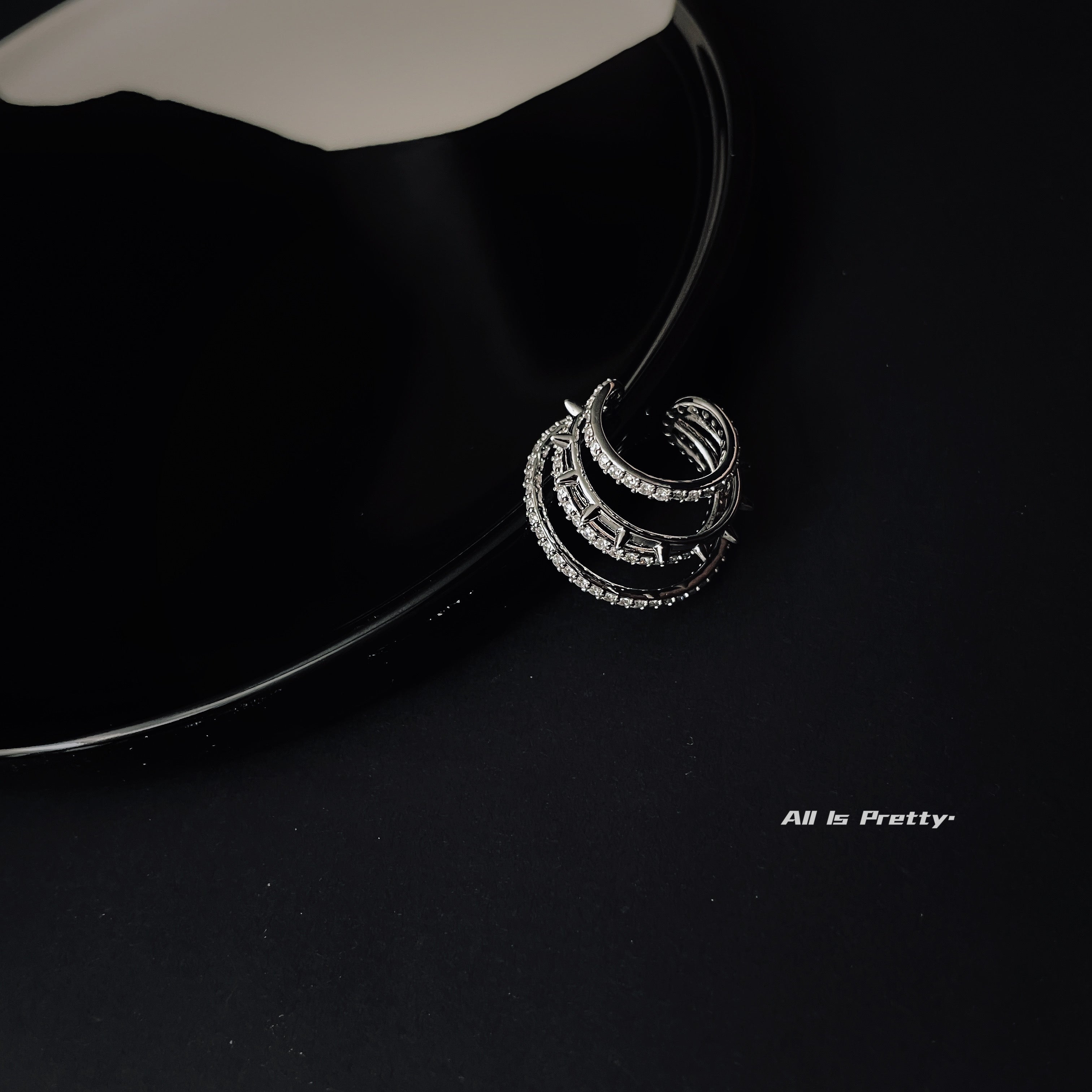 Layered stars crystal cuff earring(single)