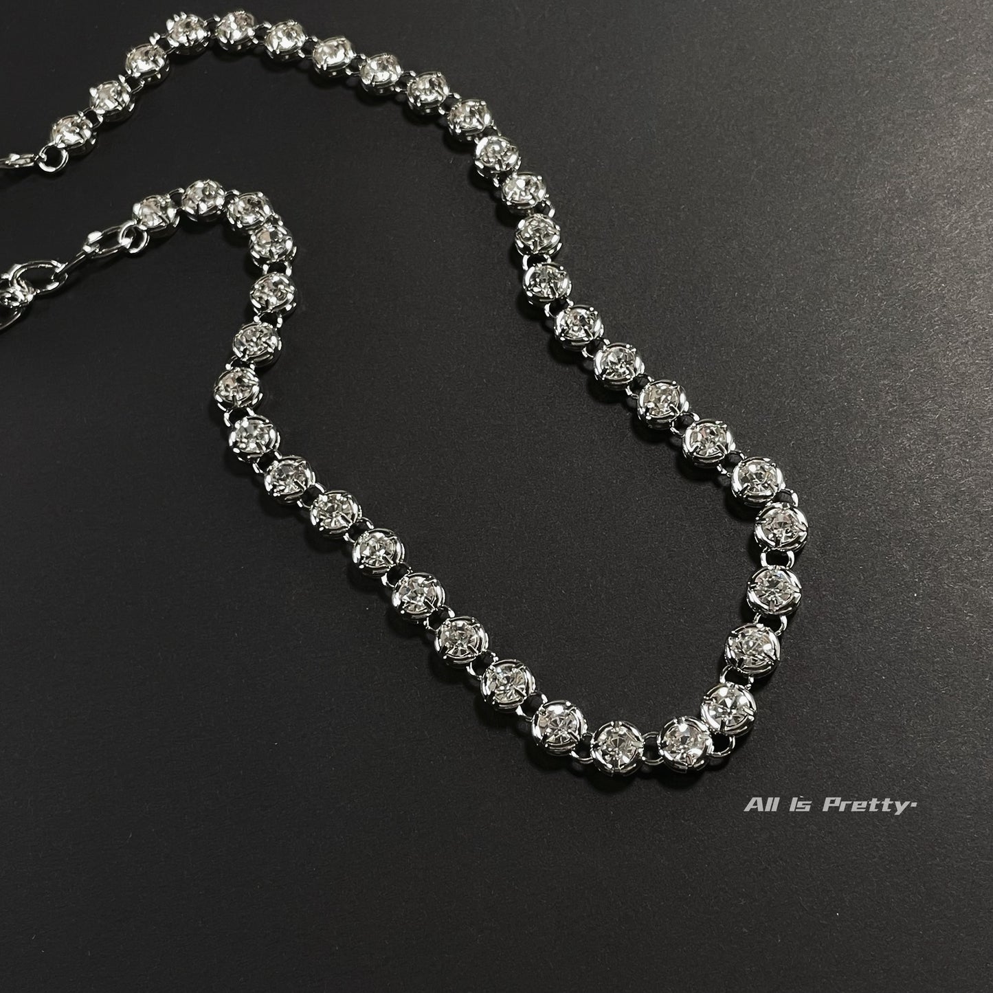 Glamour Tennis Crystal Gold-Plated Necklace