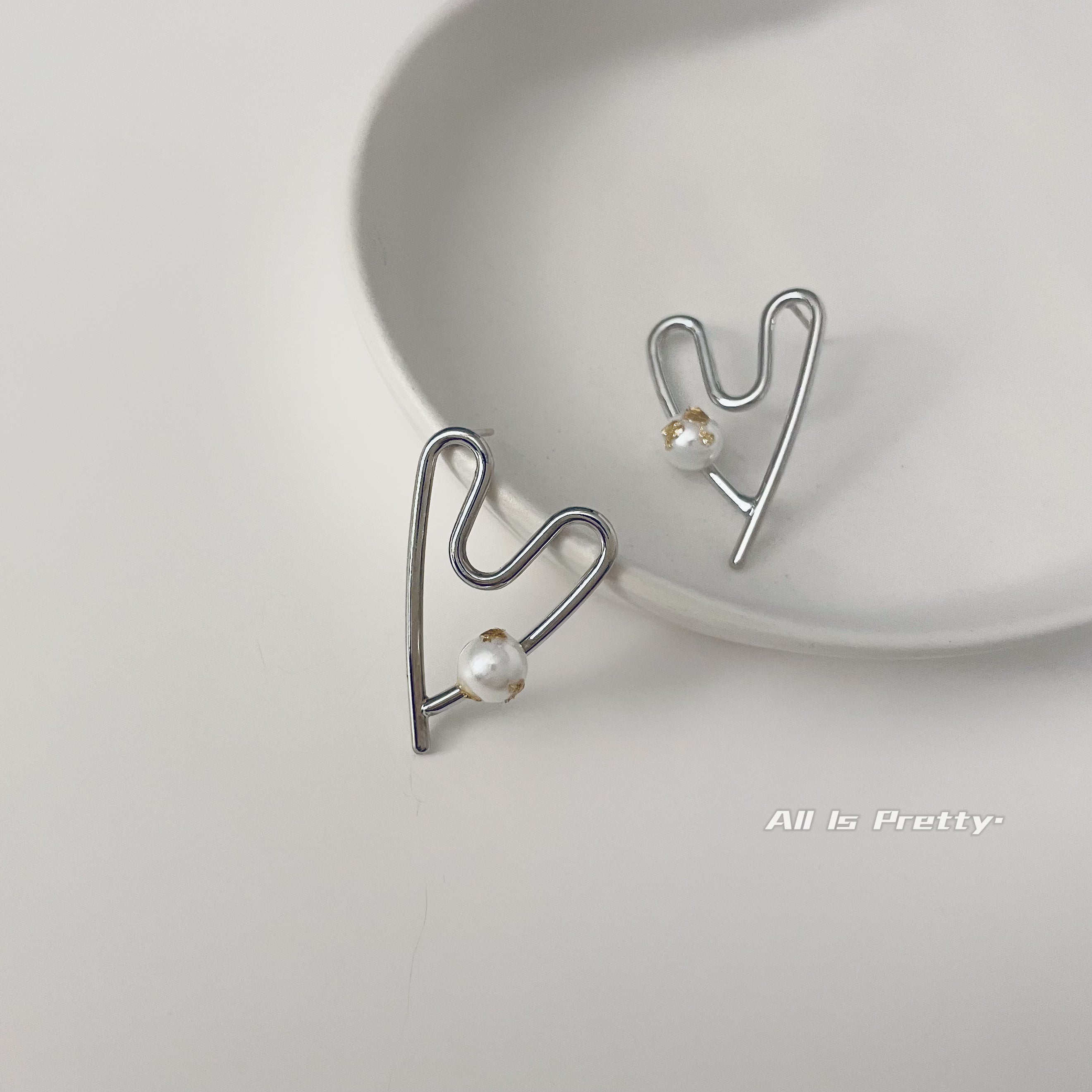 Handmade 14k gold plated heart earrings