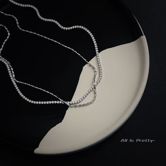 Zirconia & Gold Dual-Layer Necklace