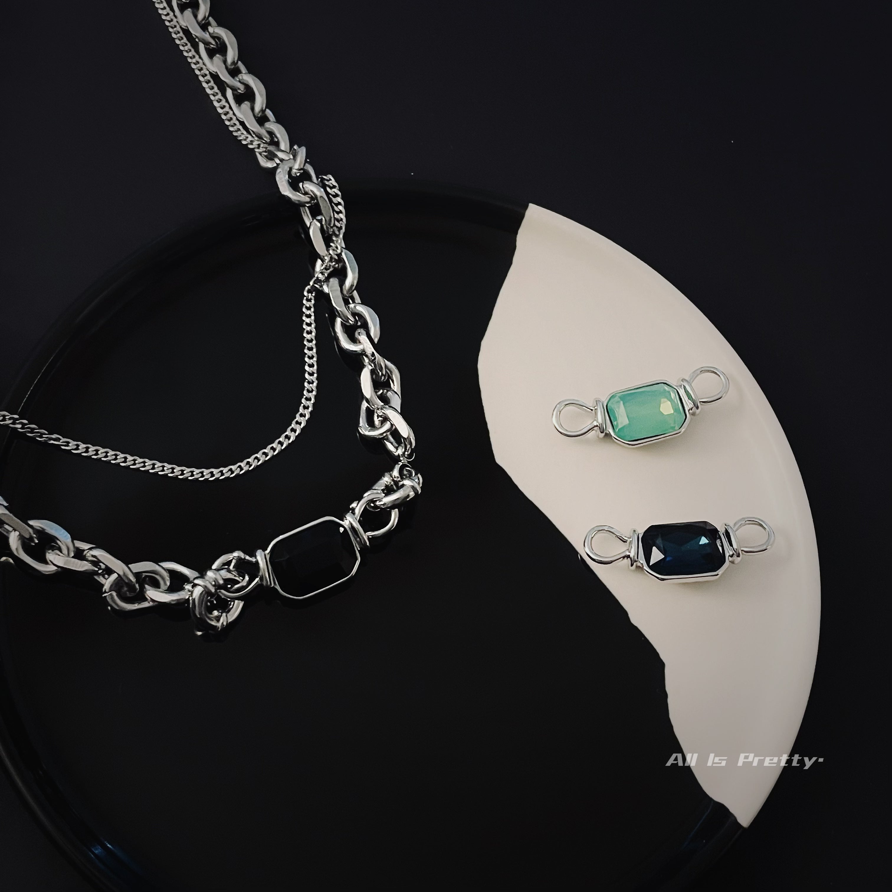 Gold-Plated Necklace with Removable Colorful Zirconia Pendants