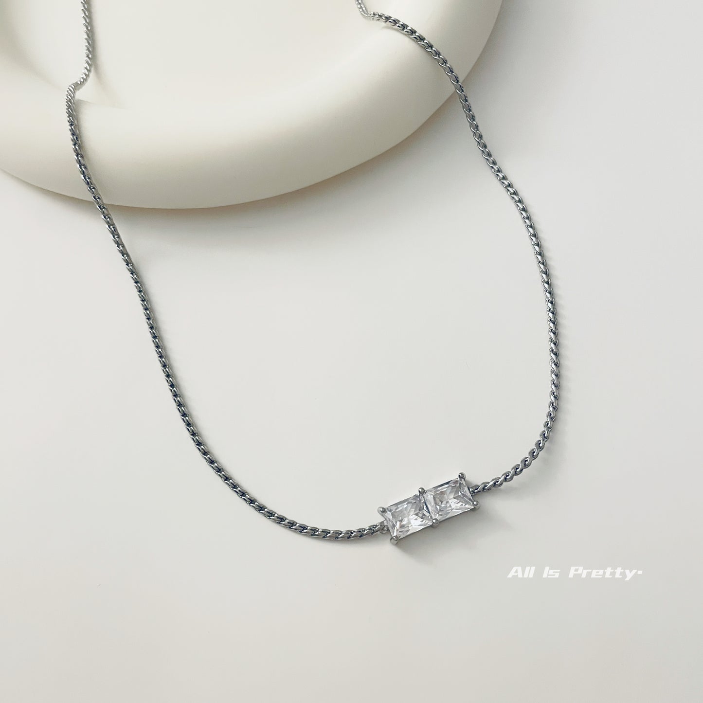 Ice cube pendant choker necklace