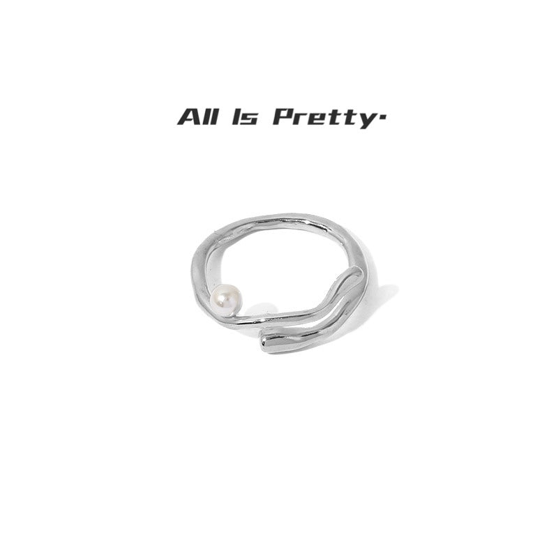 Wrapped pearl silver ring