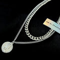 Double layered curb chain necklace with pendant