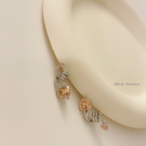 Champagne heart stud earrings