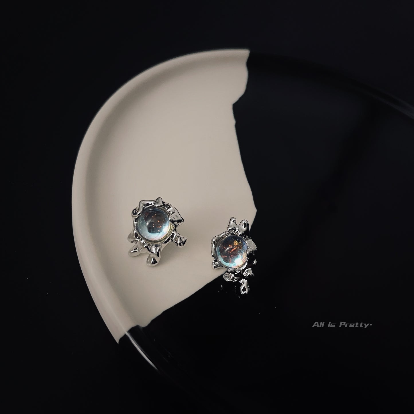 Moonstone lava studded earrings