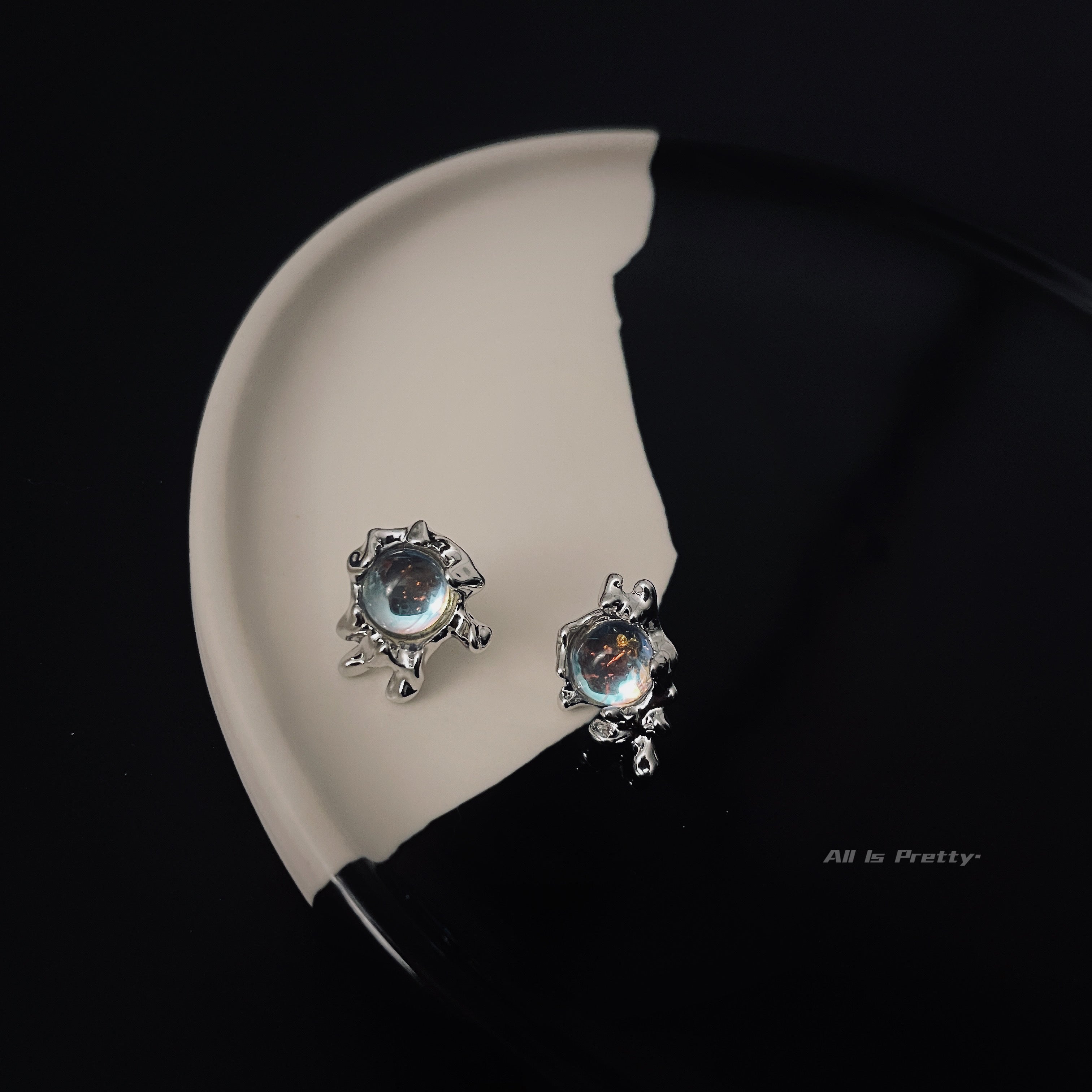 Moonstone lava studded earrings